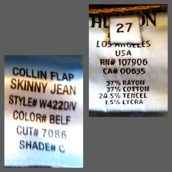 Hudson Jeans $209 Retail Collin Flap Skinny Ankle Jeans sz 27, PRICE REDUCED! - Picture 12 of 14